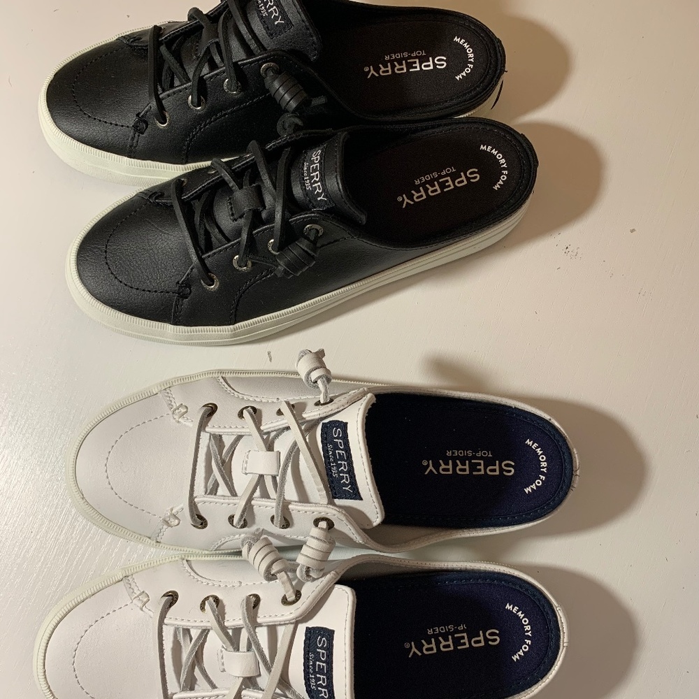 Sperry Black And White Crest Vibe Mule Sneaker Bundle
